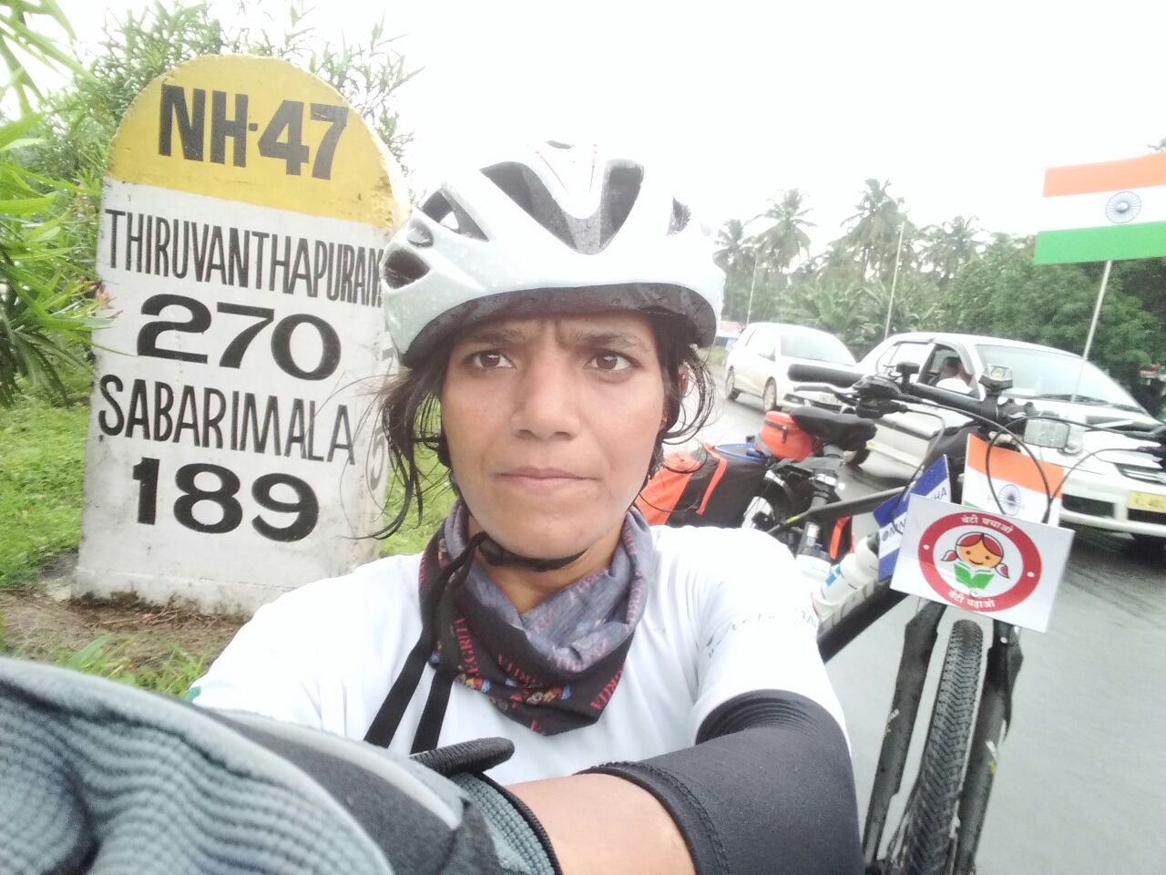A girl with a mission on her 4th day of solo cycle expedition