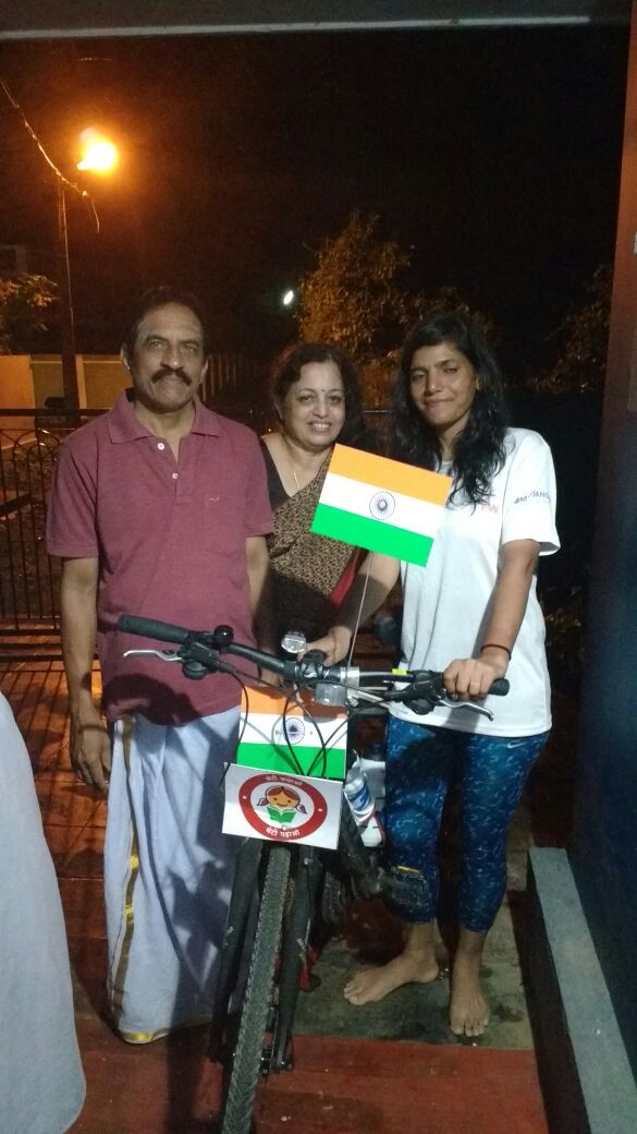 Host in Palakkad Kerala in her solo cycle expedition