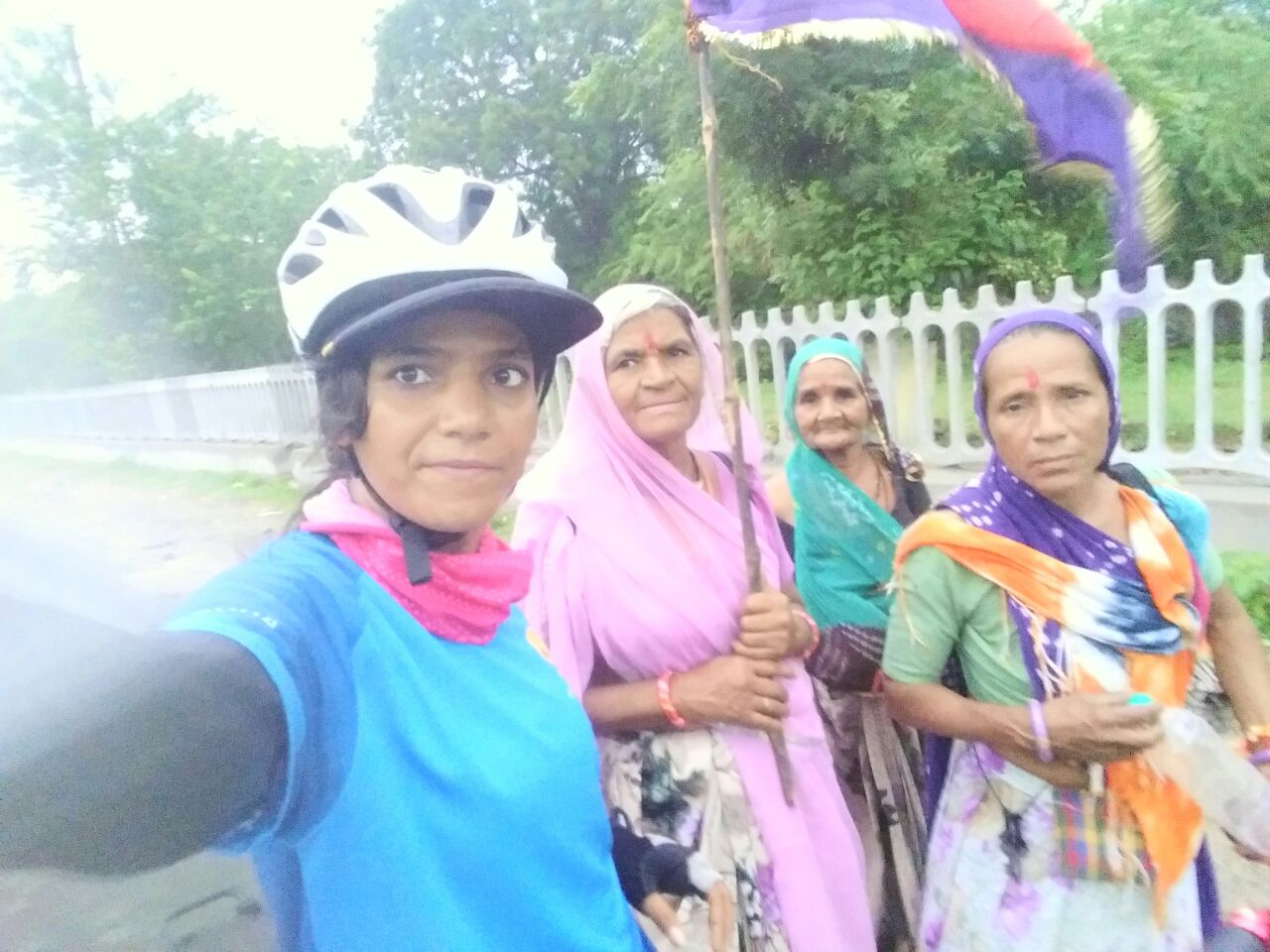 Sunita Singh Choken with Pilgrims on solo cycling expedition